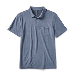 Men's Vuori Ace Polo in Light Azure Blue Heather Buttons NWT